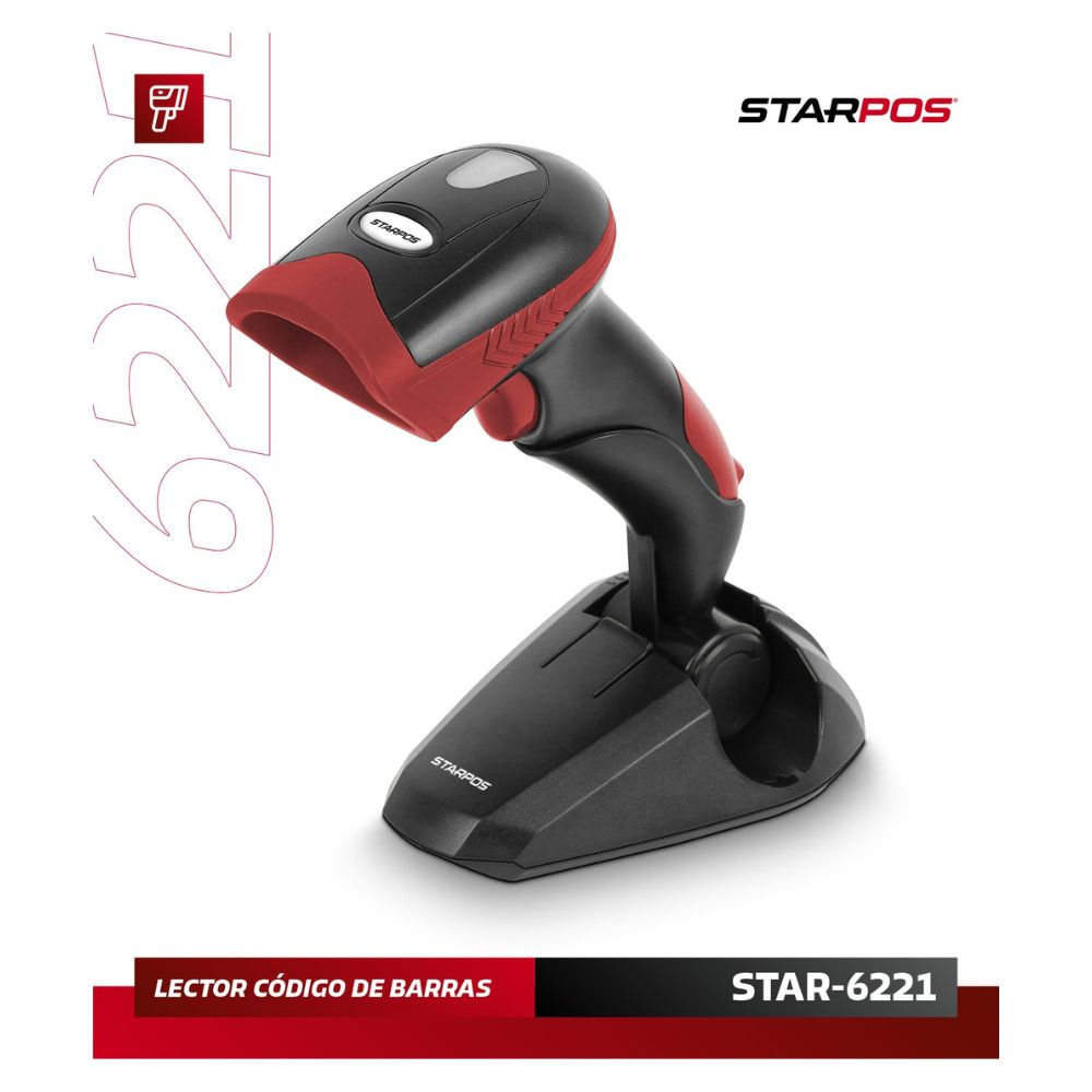 StarPOS STAR-6221 | Lector Códigos 1D/2D Alámbrico | USB | Base Integrada - Imagen 4